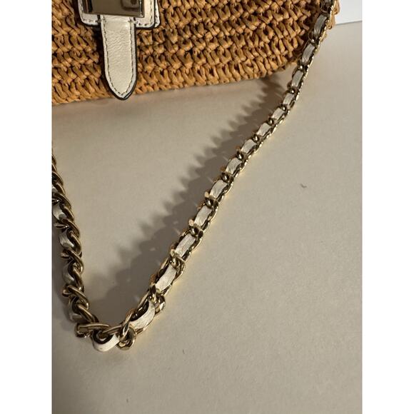 Michael Kors Naomi Straw Ivory Shoulder Bag Preowned Small - Picture 3 of 12